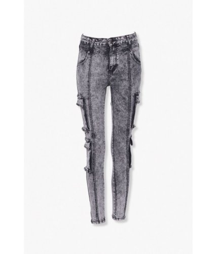 Imbracaminte femei forever21 acid washed skinny ankle jeans black