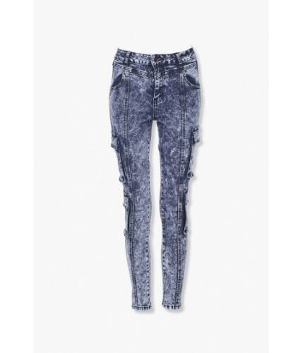 Imbracaminte femei forever21 acid washed skinny ankle jeans blue