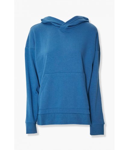 Imbracaminte femei forever21 basic fleece drop-sleeve hoodie blue