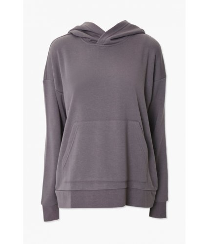 Imbracaminte femei forever21 basic fleece drop-sleeve hoodie charcoal