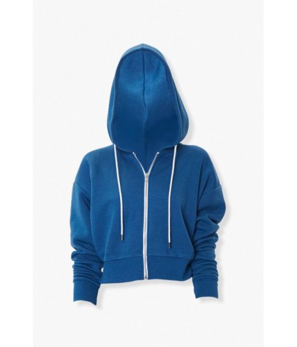 Imbracaminte femei forever21 basic half-zip hoodie blue