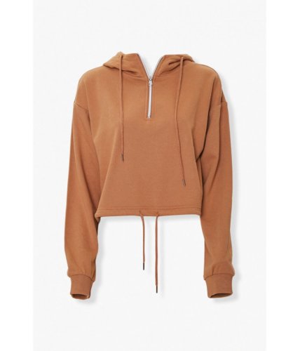 Imbracaminte femei forever21 basic half-zip hoodie camel
