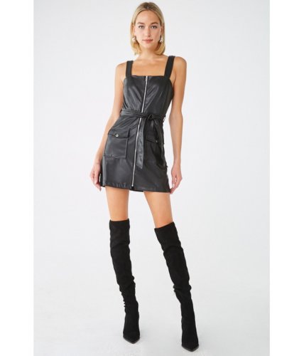 Imbracaminte femei forever21 belted faux leather mini dress black
