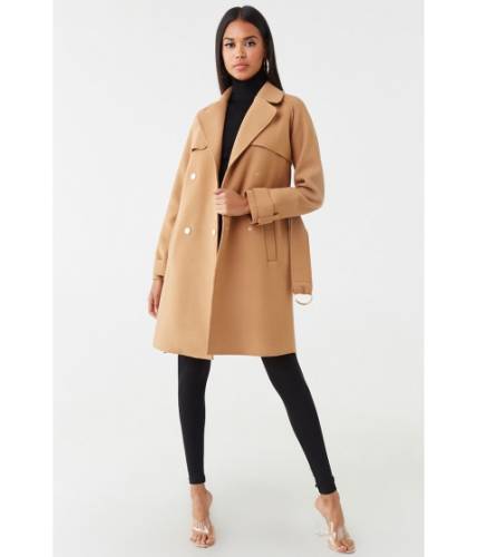Imbracaminte femei forever21 brushed double-breasted coat camel