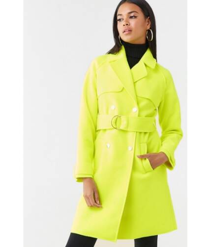 Imbracaminte femei forever21 brushed double-breasted coat neon yellow