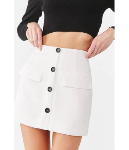 Imbracaminte femei forever21 button-front a-line mini skirt cream