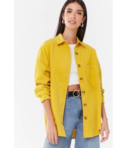 Imbracaminte femei forever21 button-front corduroy shirt citron