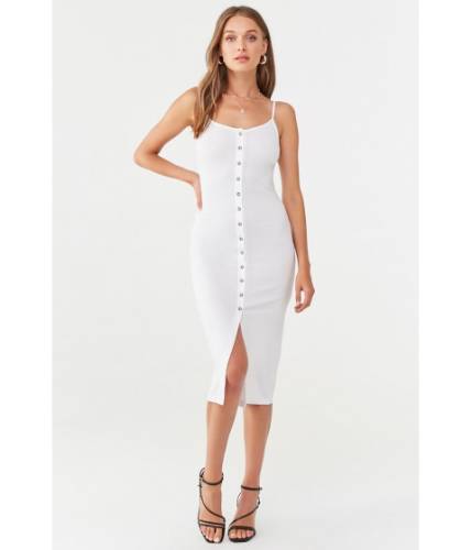 Imbracaminte femei forever21 button-front knee-length dress white