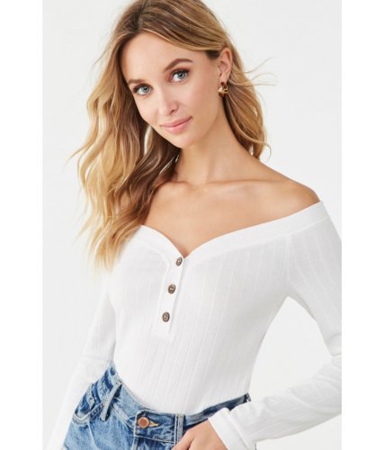 Imbracaminte femei forever21 button-front ribbed bodysuit white