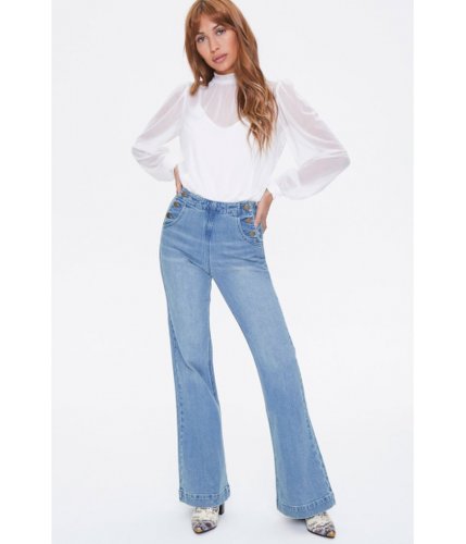 Imbracaminte femei forever21 button-side flare jeans medium denim
