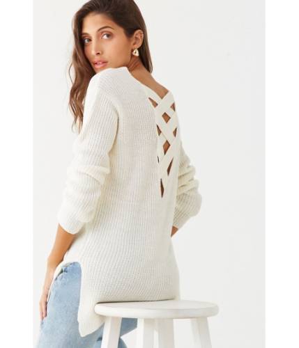 Imbracaminte femei forever21 chunky crisscross sweater ivory