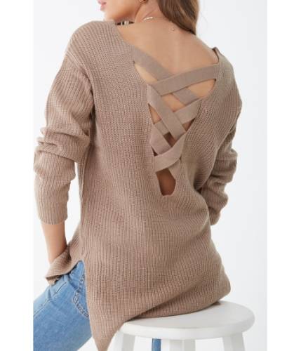 Imbracaminte femei forever21 chunky crisscross sweater khaki