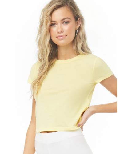 Imbracaminte femei forever21 cotton-blend baby tee yellow