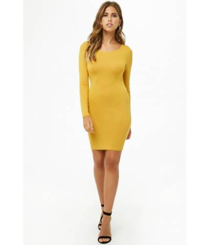 Imbracaminte femei forever21 cutout twist-back bodycon dress mustard
