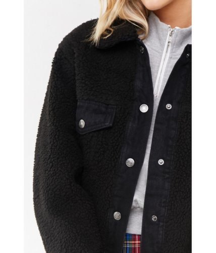 Imbracaminte femei forever21 denim faux shearling reversible jacket blackblack