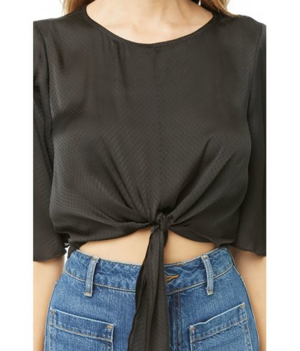 Imbracaminte femei forever21 dotted satin crop top black