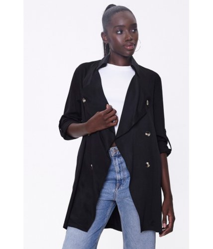 Imbracaminte femei forever21 double-breasted duster jacket black