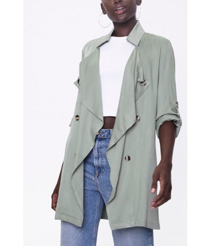 Imbracaminte femei forever21 double-breasted duster jacket olive