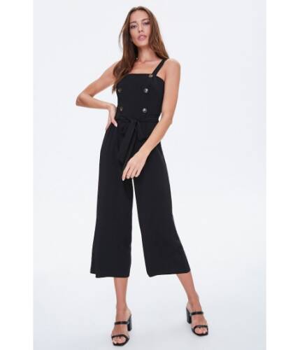 Imbracaminte femei forever21 double-breasted pinafore jumpsuit black