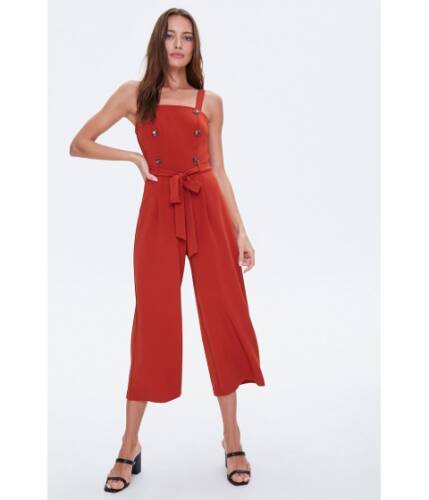 Imbracaminte femei forever21 double-breasted pinafore jumpsuit rust