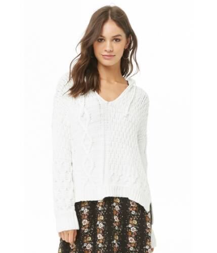Imbracaminte femei forever21 dropped-shoulder hooded sweater cream