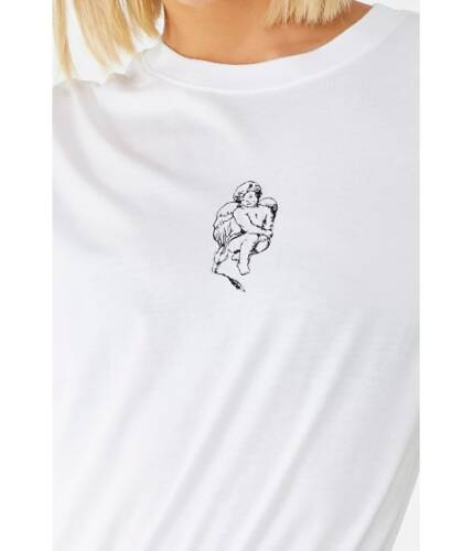 Imbracaminte femei forever21 embroidered angel graphic tee whiteblack