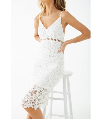 Imbracaminte femei forever21 embroidered floral lace dress white