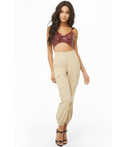 Imbracaminte femei forever21 faux leather bow cropped cami burgundy