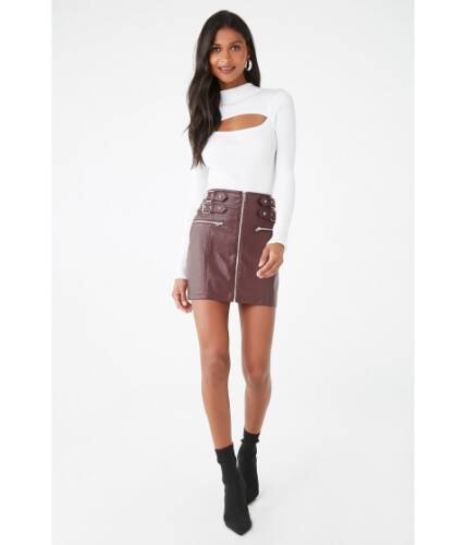 Imbracaminte femei forever21 faux leather mini skirt burgundy