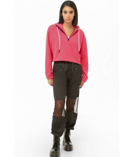 Imbracaminte femei forever21 fleece half-zip pullover pink
