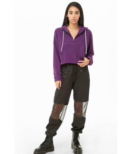 Imbracaminte femei forever21 fleece half-zip pullover purple