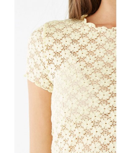 Imbracaminte femei forever21 floral lace crop top light yellow