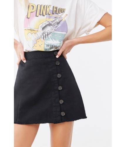 Imbracaminte femei forever21 frayed button-loop twill skirt black