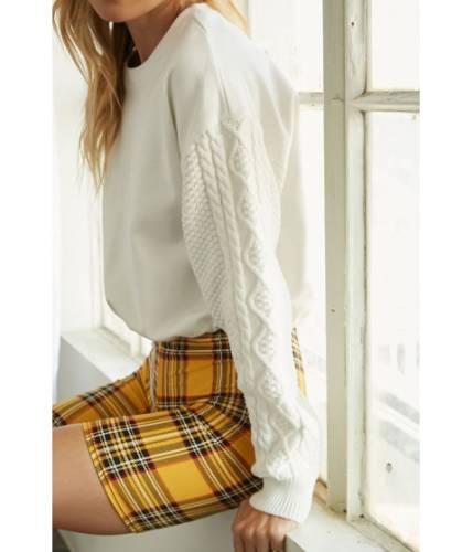 Imbracaminte femei forever21 french terry cable-knit top ivory