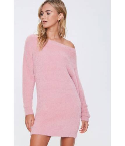 Imbracaminte femei forever21 fuzzy knit sweater mini dress dusty pink