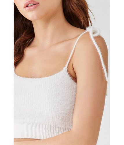 Imbracaminte femei forever21 fuzzy sweater-knit cropped cami ivory