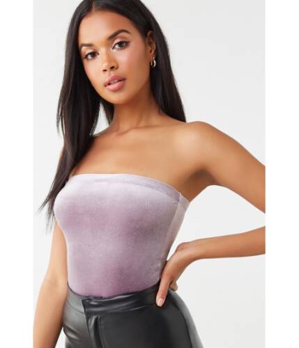 Imbracaminte femei forever21 glitter velvet tube bodysuit lavendersilver