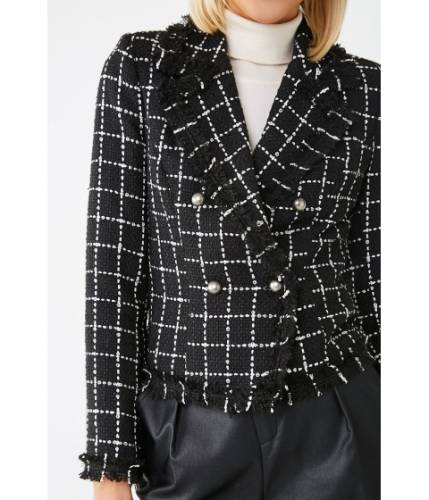 Imbracaminte femei forever21 grid notched collar blazer blackwhite
