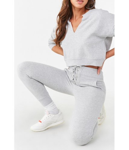 Imbracaminte femei forever21 heathered lace-up joggers heather grey