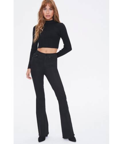 Imbracaminte femei forever21 lace-back flare jeans black
