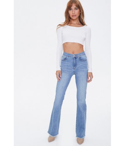 Imbracaminte femei forever21 lace-back flare jeans medium denim