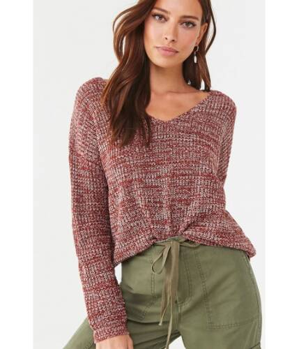 Imbracaminte femei forever21 marled v-neck sweater rust