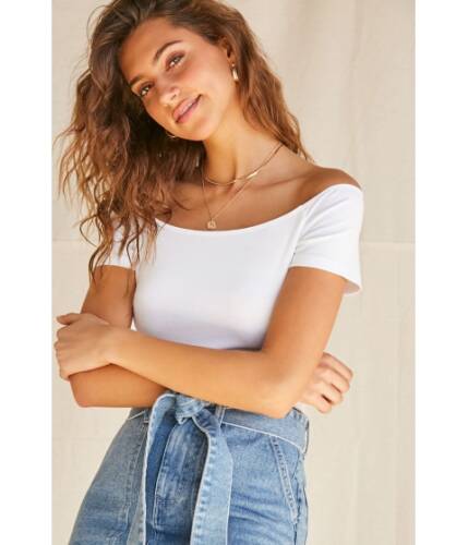 Imbracaminte femei forever21 off-the-shoulder cheeky bodysuit white