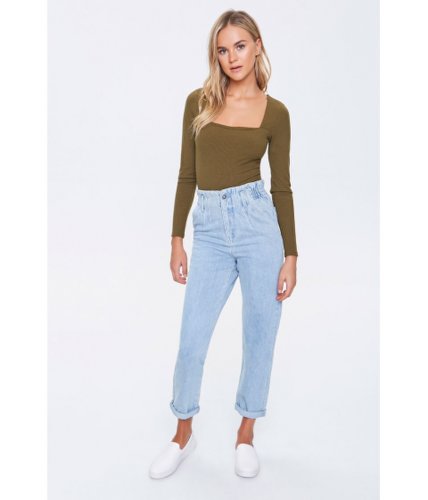 Imbracaminte femei forever21 paperbag mom jeans denim washed