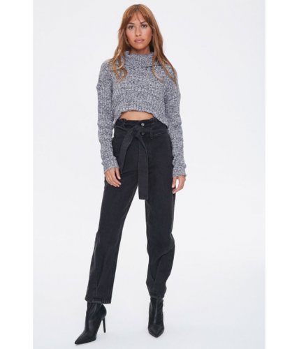 Imbracaminte femei forever21 paperbag tie-waist jeans washed black