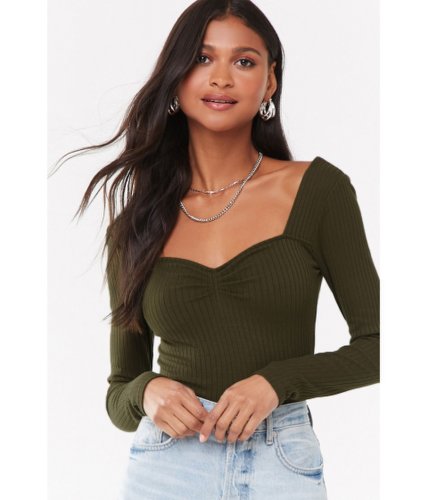Imbracaminte femei forever21 pleated square neck top olive