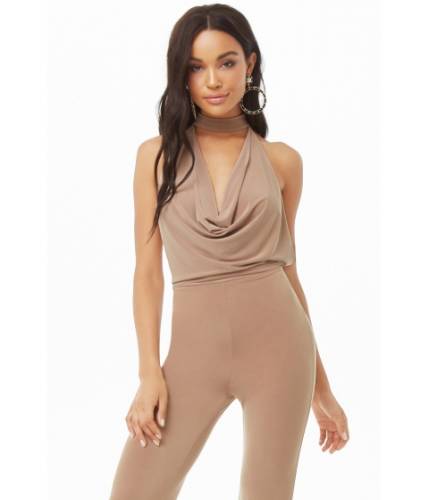 Imbracaminte femei forever21 plunging open-back jumpsuit taupe
