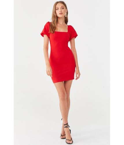 Imbracaminte femei forever21 puff-sleeve bodycon dress red