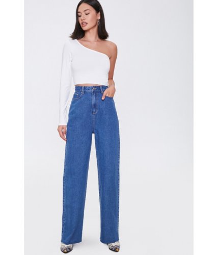 Imbracaminte femei forever21 raw-cut wide-leg jeans medium denim
