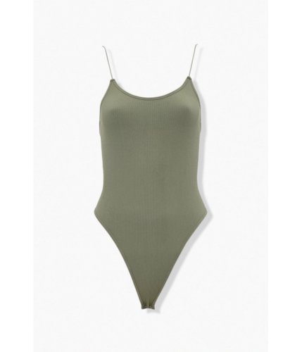 Imbracaminte femei forever21 ribbed cami thong bodysuit olive